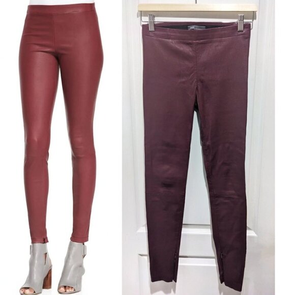 Vince | Lambskin leather leggings in Bordeaux - Picture 2 of 10
